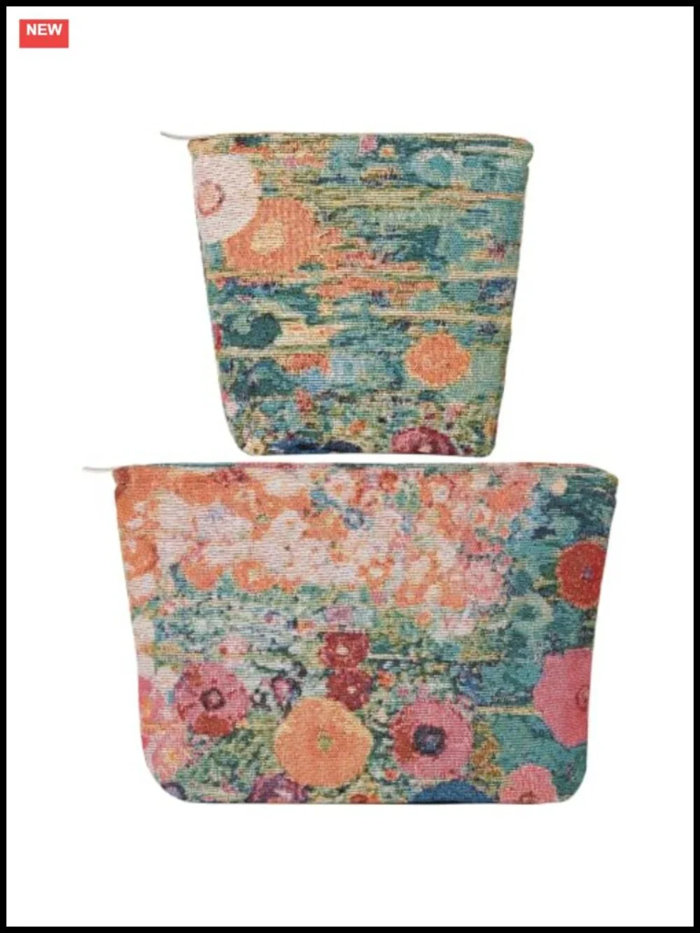 Vintage Cosmetic Bag Oil Painting Floral Portable Travel Makeup Pouch